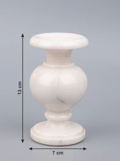 Florero de mármol blanco hecho a mano maceta de piedra natural elegante decoración del hogar Foto 2 de 4