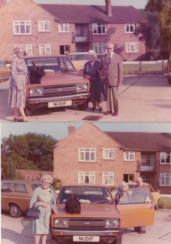 Vintage Colour Photos Fiat 131 Mirafiori Scotty Dog On Bonnet Weird Numberplate
