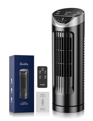 Grelife 13-16" Tower Fan Electronic Fan w/ RC Quiet Oscillation 3 Speeds Timer - Picture 32 of 43