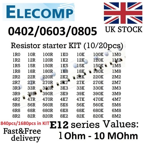 0603 0805 1 % Widerstand Starter KIT E3/E6/E12/E24 Werte 1 Ohm-10 MOm versandkostenfrei - Bild 5 von 9