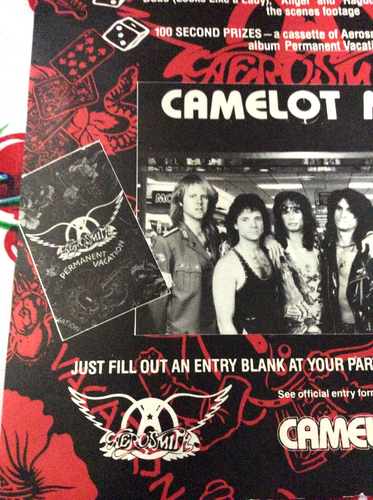 AEROSMITH CAMELOT MUSIC CONTEST BACKSTAGE HANDBILL FLYER PERMANENT VACATION 1987 - Picture 3 of 8