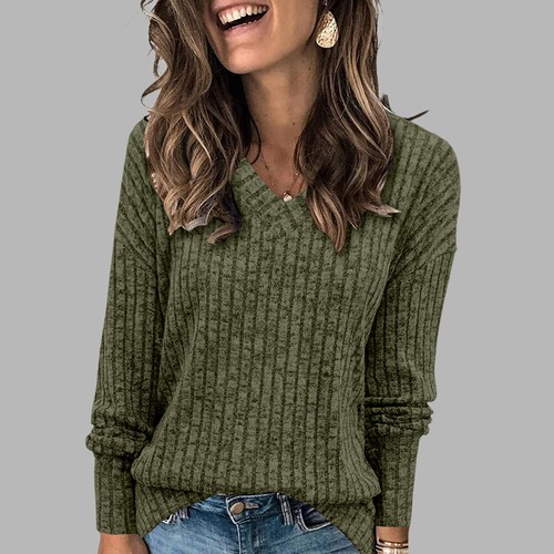 Women Jumper Tops Knitted Sweater Ladies Long Sleeve Winter Warm Solid Pullover - Picture 17 of 24