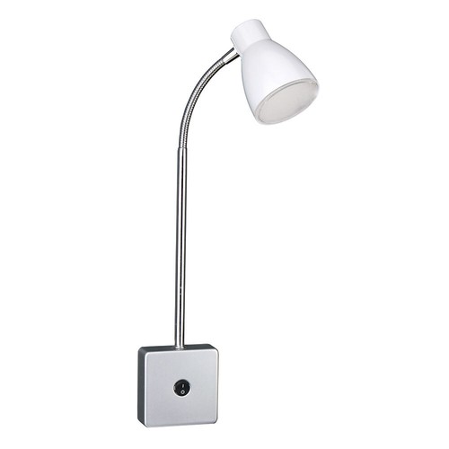 Lampada da Parete Presa Camera Letto Lampada Spot Mobile Metallo Argento 1x LED - Foto 2 di 7