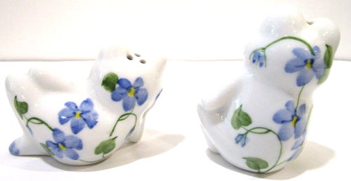 Salero y pimentero rana vintage azul blanco lilly almohadilla plato años 70 reparado - Imagen 7 de 12