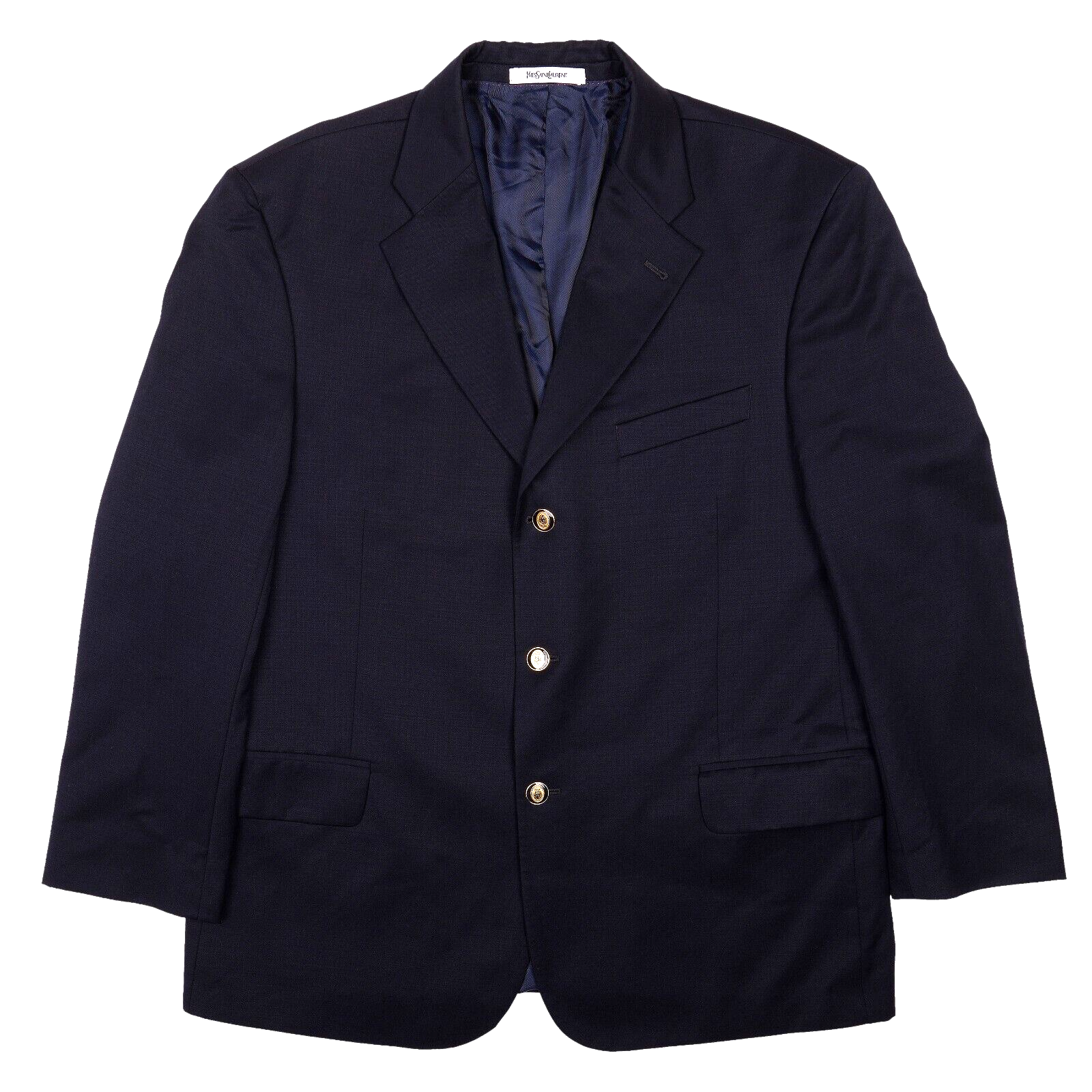 YSL Yves Saint Laurent Cappotto Sportivo Classico Lana Navy Cappotto Sportivo Uomo 44R