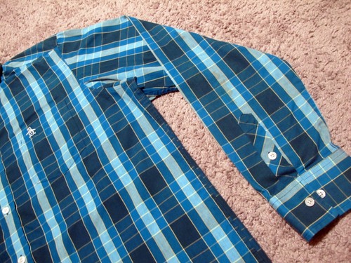 Penguin Munsingwear Button-up Shirt Long Sleeve Blue Plaid Men's sz XXL - Picture 5 of 9