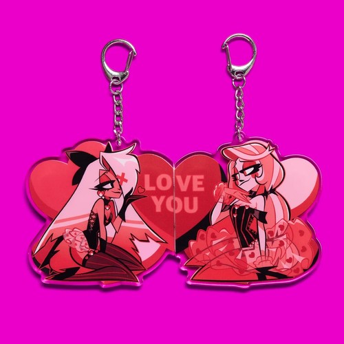 Hazbin Hotel Charlie & Vaggie Valentine's 2025 Acrylic Keychain Set Magnetic - Picture 1 of 2