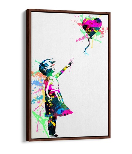 BANKSY, BALLOON GIRL RAINBOW SPLASH ART -FLOAT EFFECT CANVAS WALL ART PRINT - Picture 10 of 12