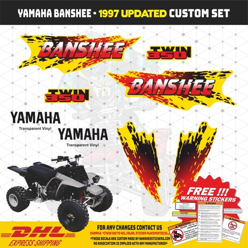 Yamaha Banshee 1997 réplica gráfica calcomanías pegatinas amarillo vinilo de alta tecnología NUEVO - Imagen 1 de 2