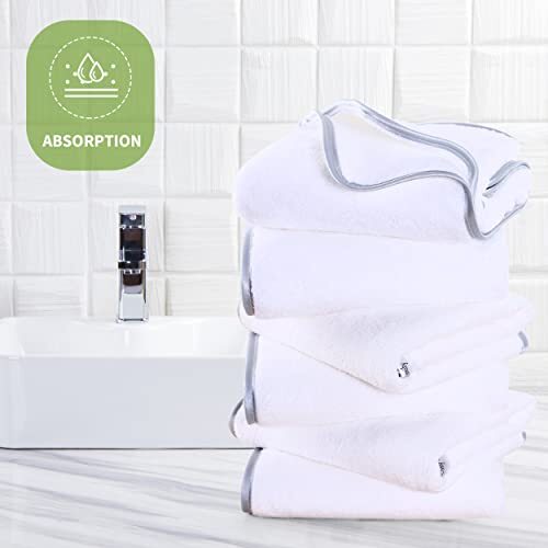 Ultra Soft Microfiber Absorbent Hand Towel Set of 6 - 6 Piece Hand Towels White - Picture 3 of 7