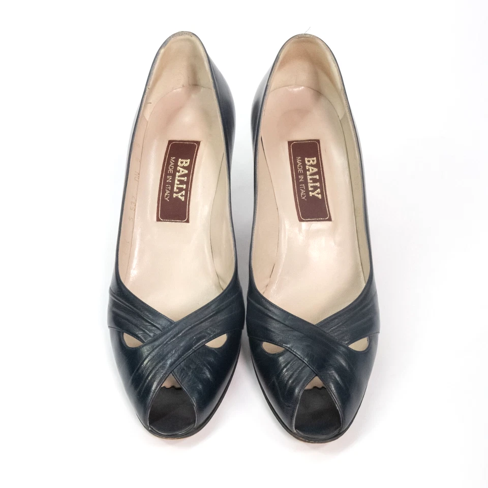 Zapatos de tacón Bally hechos en Italia azul marino para mujer talla 9S Foto 2 de 4