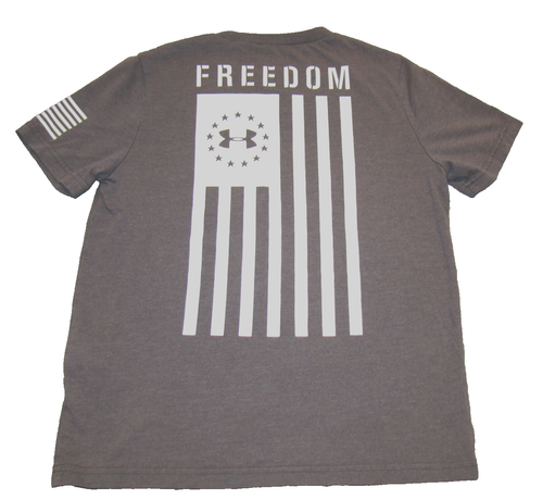 Lot 2 Under Armour Boys Size YSM Short Sleeve Freedom Graphic Flag Shirts (H10) - Picture 10 of 10