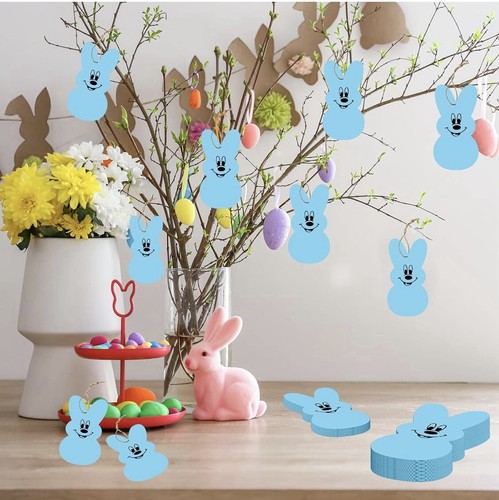 50pcs Bunny Easter Paper Hanging Gift Tag with Strings Decoration Party Supplies - Picture 4 of 6