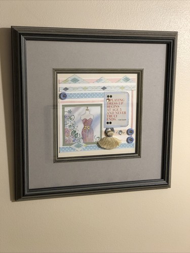 VESTIDO DE JUEGO: Tarjeta de arte hecha a mano inspirada en Kate Spade, enmarañada, enmarcada con vidrio - Imagen 2 de 8