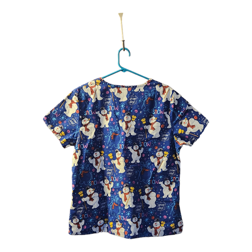 Frosty The Snowman Snow Day Large Medical Scrub Top - Picture 5 of 6
