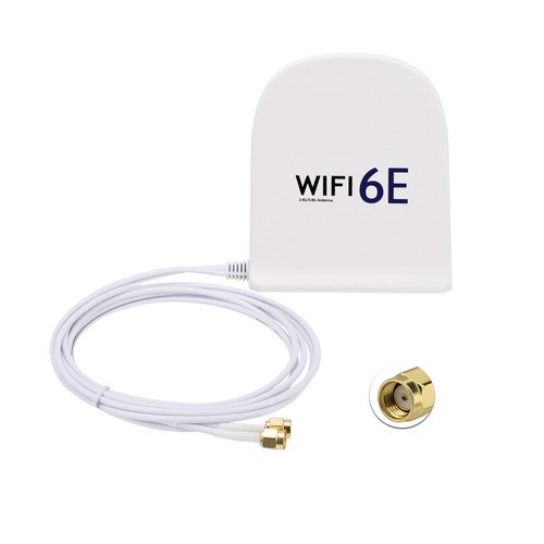 WiFi 6E Tri-Band Antenna 8dBi MIMO Magnetic Base RP-SMA for PCI/PCIe Network - Photo 5/7