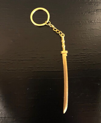 Portachiavi Katana Samurai &ndash; Spada Giapponese Feudale, Ciondolo Lungo In Metallo Oro