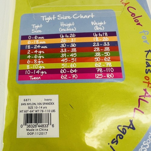 Jefferies Socks Girls Jr Miss Ivory Pantyhose Size 10-14 yr Pageant - Picture 6 of 6