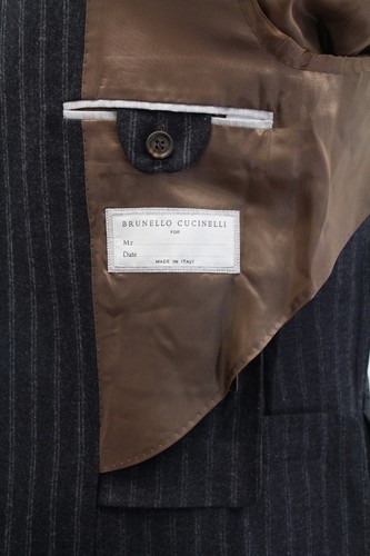 NWT$4395 Brunello Cucinelli 100% Wool Knit Striped Logo Sport Coat 48/38 US A181 - Picture 7 of 9