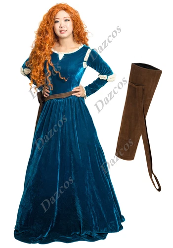 DAZCOS Adult Princess Cosplay Costume Renaissance Medieval Velvet Dress + Quiver