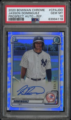 2020 Bowman Chrome Jasson Dominguez Refractor Auto PSA 10 - 第 1/2 張圖片