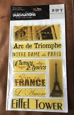 Creative Imaginations 6 X 9"  EPOXY LABEL STICKERS PARIS FRANCE SITES *