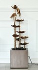 43" H Zinc Metal Fountain Gold Lotus Tiered Water Fountain Outdoor Garden Decor