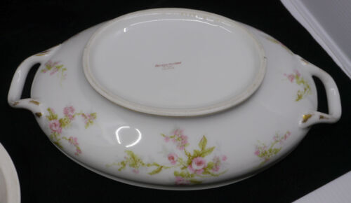 VINTAGE THEODORE HAVILAND FRANCESE LIMOGES CASSERUOLA COPERTA PIATTO, ROSA ROSA SPRAY - Foto 4 di 11