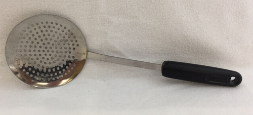 Good Cook Skimmer Drainer Strainer 4.5" Round Chrome Black Handle 13" Long - Picture 7 of 7