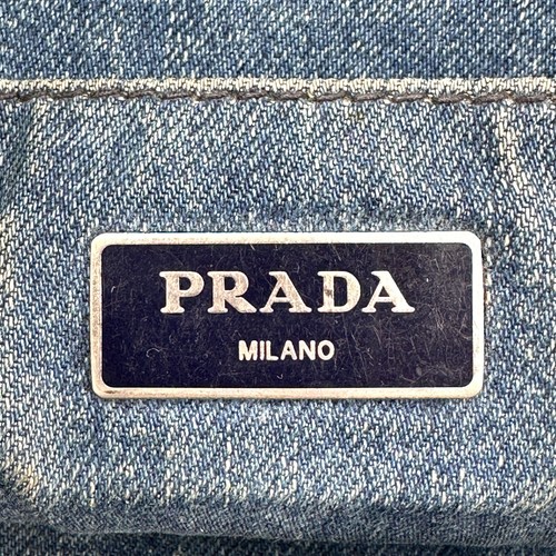 PRADA CANAPA 2way Bag Denim Canvas bijoux Authentic From Japan 0479 - Picture 21 of 24