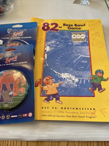 1996 Rose Bowl Tournament Of Roses Northwestern Pin Back Button x 2 + program #W - Picture 24 of 24