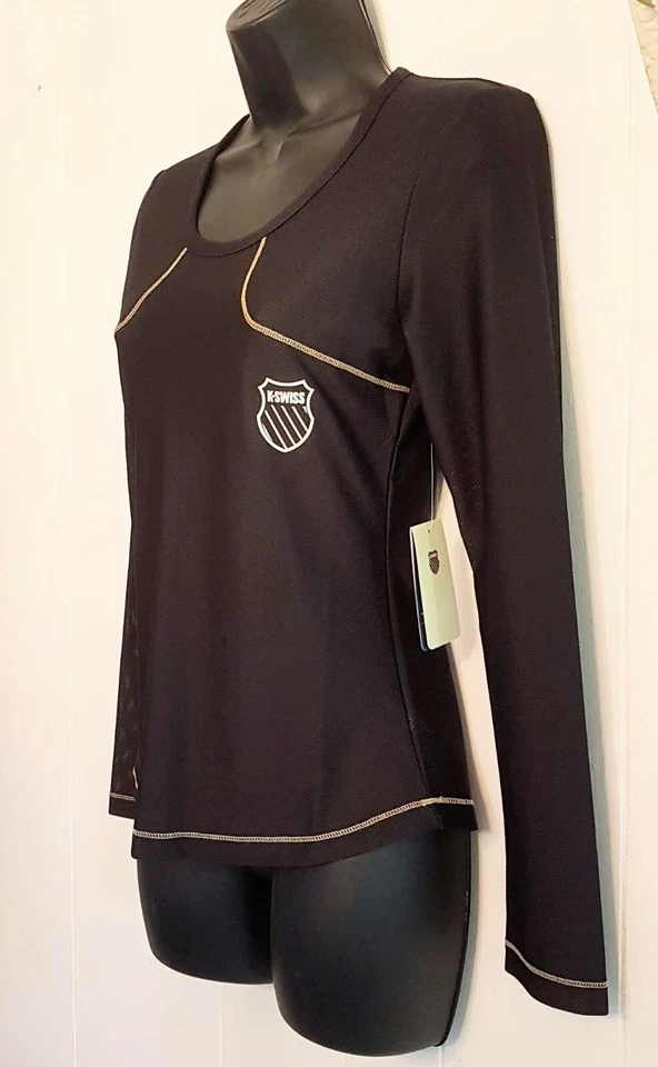 NWT K-Swiss Practic Top size Small Black w/ Gold Stitching Logo Lite Weight Mesh - Image 3 of 4