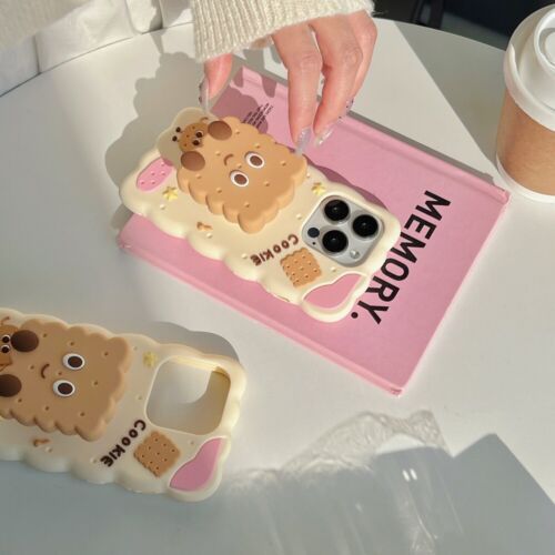 3D Cookie Kickstand Soft Silicone Shockproof Case For iPhone 13 14 15 16 Pro Max - Picture 9 of 10
