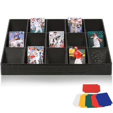 Card Sorting Tray - Stackable Trading Card Organizer, Includes 15 Card Dividers