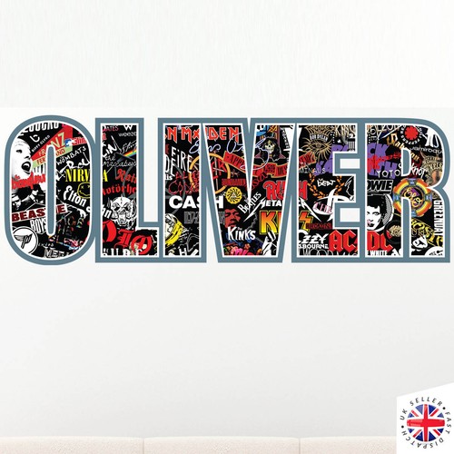 PERSONALISED CUSTOM NAME Wall Decal Sticker Vinyl MUSIC ROCK INDIE METAL - Picture 5 of 12