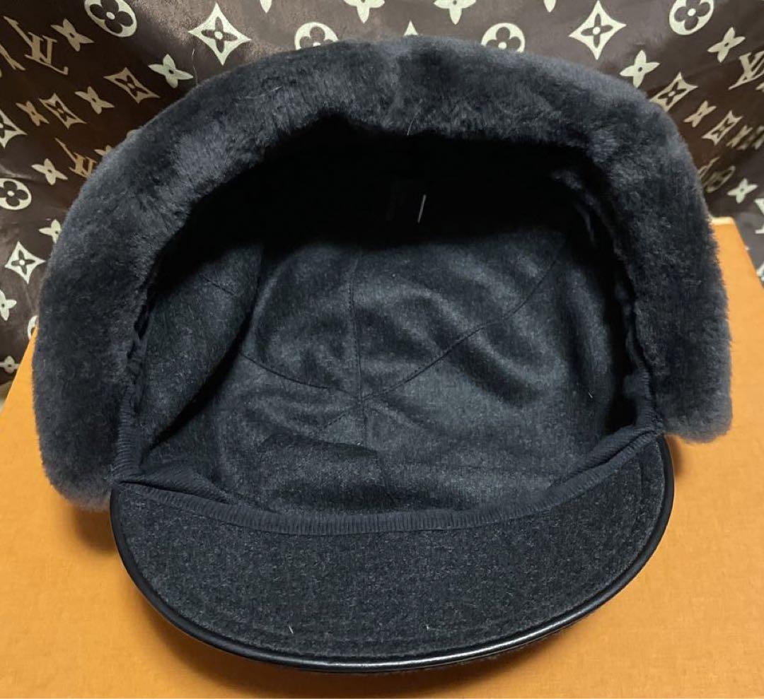 LOUIS VUITTON Pilot Cap Hat Limited Rare Gray Wool Blend with 