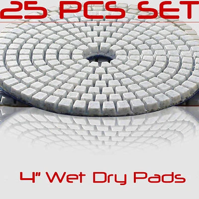 STADEA Diamond Polishing Pads 4 Inch 25 piece Set Wet Dry For Granite Concrete Marble