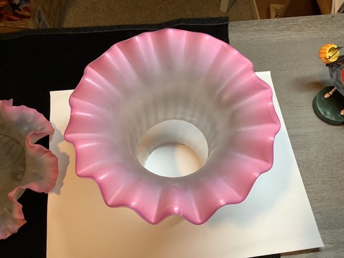 Lampada fata vetro arte vittoriana rosa e trasparente 2 pezzi luce candela 6 1/4 pollici - Foto 15 di 20