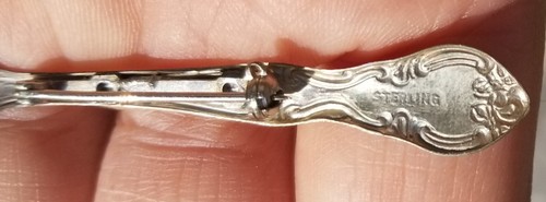 MINI SPOON PIN~BROOCH~JEWELRY~2-5/8" STERLING SILVER~VINTAGE~SALT SPICE VTG - Picture 3 of 10
