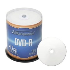 Optical Quantum DVD-R 4.7GB 16X White Inkjet Printable Hub Printable - 100pk ...