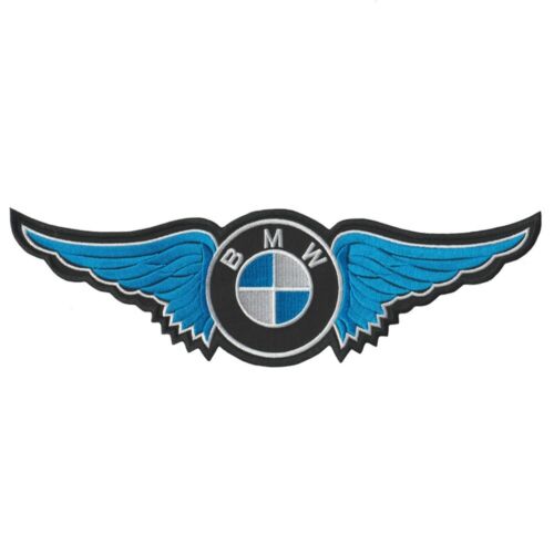 BMW Wing blau Auto Motorrad Logo Größe 11,5""x3,4"" Nähen bestickt Aufbügeln Aufnäher - Bild 2 von 10