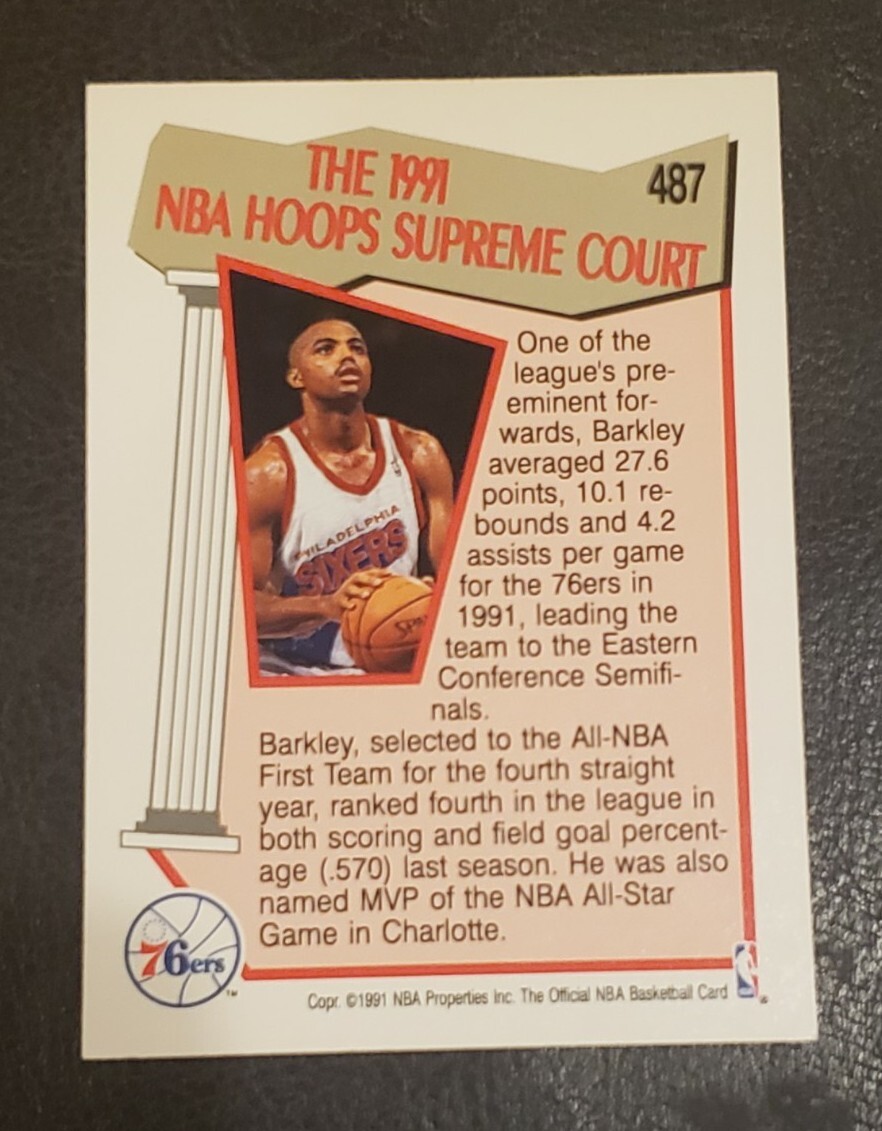 Nbaカード Charles Barkley 1991-92 NBA Hoops Supreme Court #487