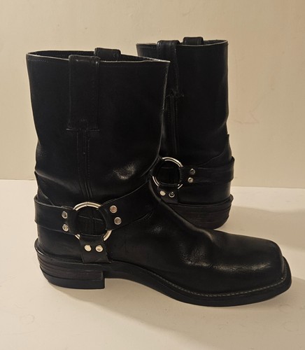 CHIPPEWA Square Toe Harness Biker Boots Sz 10.5 D Black Leather Style 27868 USA - Imagen 2 de 18