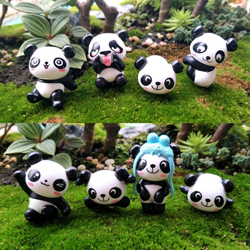 8-Piece Mini Panda Figurine Set Room Decor Tabletop Indoor Small Figurine - Picture 5 of 9
