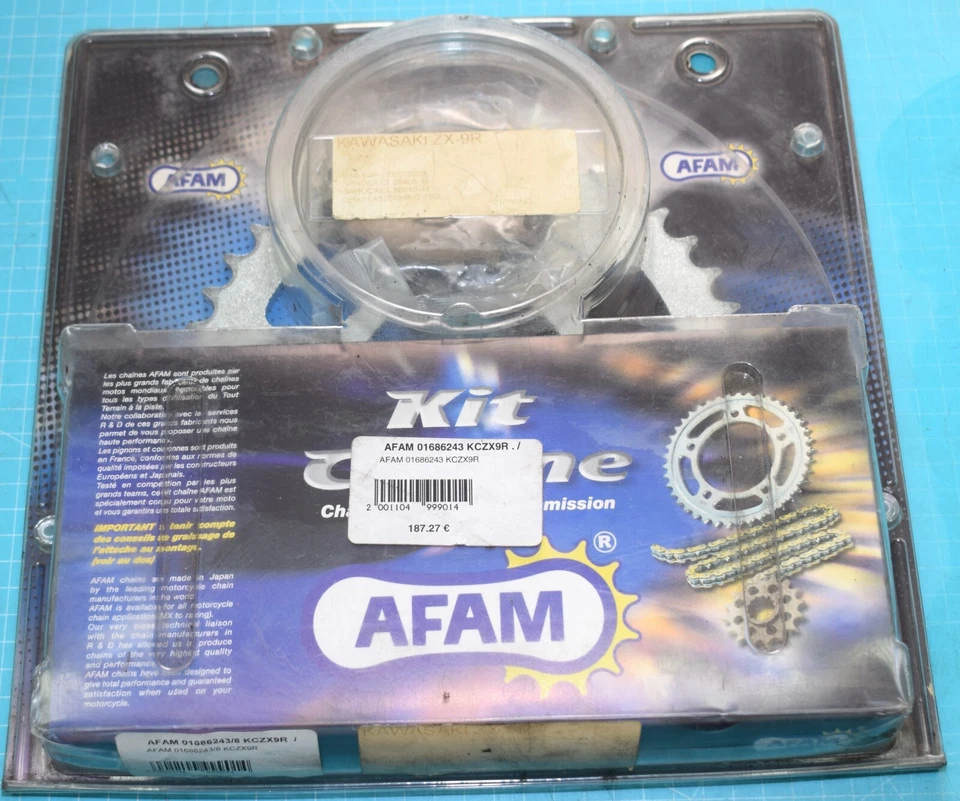 kit chaîne AFAM 16x41 chaine 525 XHR-G GOLD pour KAWASAKI ZX9R de 2002/2003 neuf - Photo 1/1