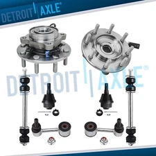 8pc Front Wheel Bearing & Hubs Sway Bars for 2007-2010 Silverado Sierra 3500 HD