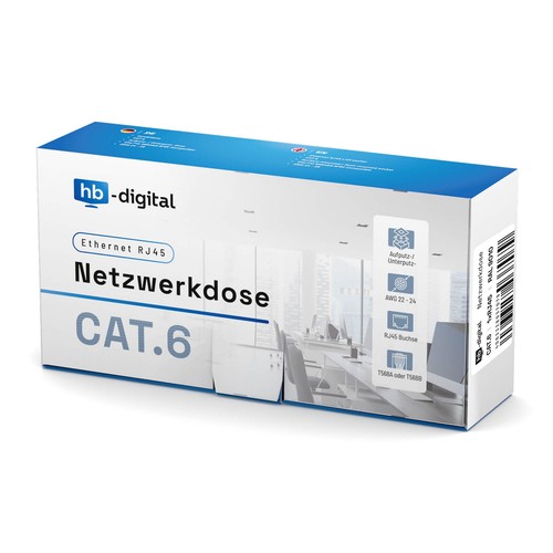Netzwerkdose Cat6 Cat6a Cat5e 1-2-Fach RJ45 LAN Ethernet Netzwerk Daten LAN Dose - Bild 67 von 137