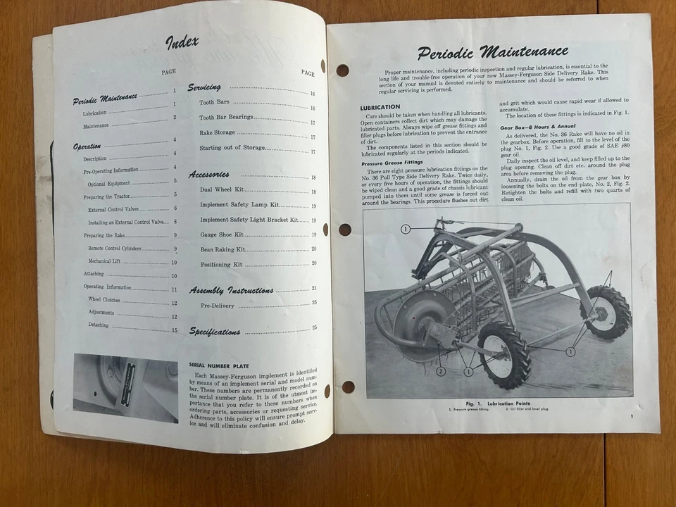 Vintage 1961 - Massey Ferguson No. 36 Side Delivery Rake - Owners Manual - Image 4 of 4