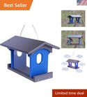 Eco-Friendly Poly Lumber Bluebird Feeder - Hanging Mealworm Feeder in Gray/Blue