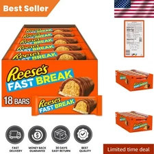 FAST BREAK Milk Chocolate Peanut Butter Nougat Bars - 18 Pack for Sweet Moments